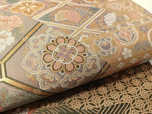 平和屋着物●六通柄袋帯　紹巴　吉祥花鳥文　金糸　正絹　逸品　未使用　CABM2941vp