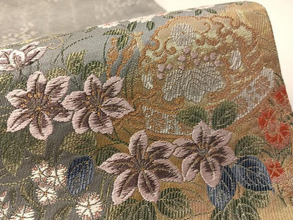 平和屋着物●六通柄袋帯　唐織　楽器花文　九百織　金糸　引箔　正絹　逸品　CABM2942vp