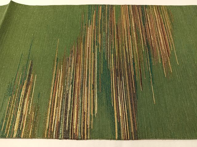 平和屋着物●太鼓柄袋帯　紬地　霞文　金糸　正絹　逸品　CABM2943vp