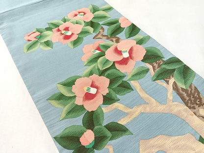 平和屋着物●爪掻き本綴れ　太鼓柄袋帯　枝椿　正絹　逸品　CABM2946vp