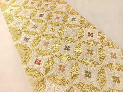 平和屋着物●六通柄袋帯　唐織　七宝花文　金糸　正絹　逸品　CABM2949vp