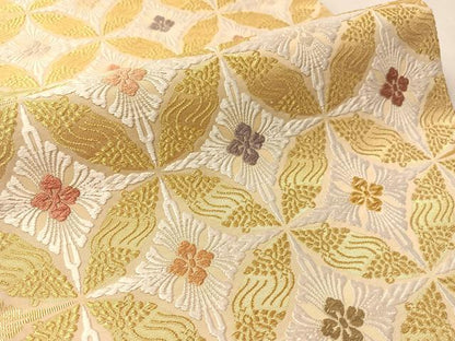 平和屋着物●六通柄袋帯　唐織　七宝花文　金糸　正絹　逸品　CABM2949vp