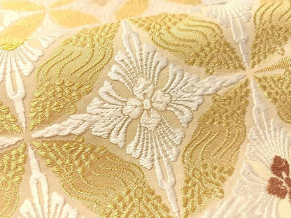 平和屋着物●六通柄袋帯　唐織　七宝花文　金糸　正絹　逸品　CABM2949vp