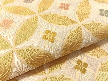 平和屋着物●六通柄袋帯　唐織　七宝花文　金糸　正絹　逸品　CABM2949vp