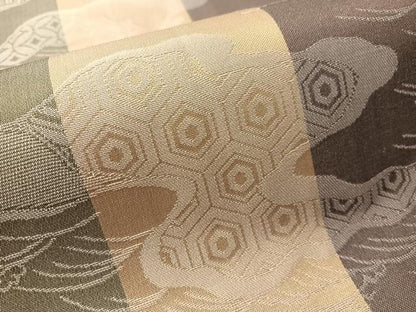 平和屋着物●両面　全通柄袋帯　組織　間道　金糸　正絹　逸品　CABM2950vp