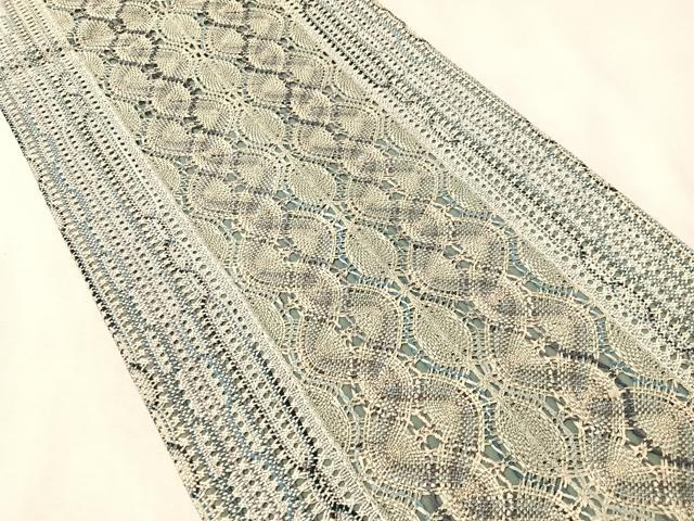 平和屋着物●全通柄袋帯　リボン織　間道　銀糸　正絹　逸品　CABM2951vp