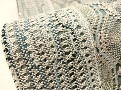 平和屋着物●全通柄袋帯　リボン織　間道　銀糸　正絹　逸品　CABM2951vp