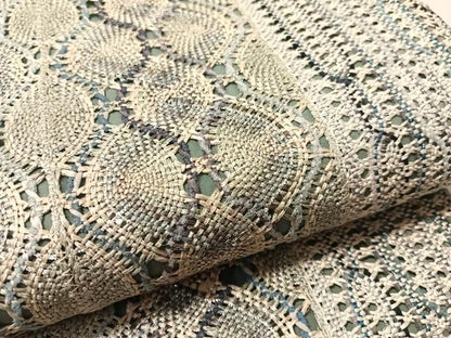 平和屋着物●全通柄袋帯　リボン織　間道　銀糸　正絹　逸品　CABM2951vp