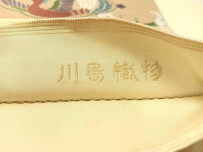 平和屋着物●西陣　太鼓柄　本袋帯　花鳥蝶丸文　金糸　正絹　逸品　CABM2952vp