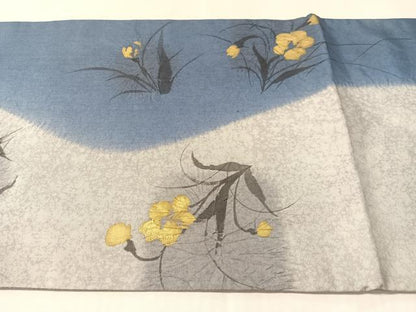 平和屋着物●両面　全通柄袋帯　本場縞大島紬地　手描き　絞り　刺繍　草花文　金彩　正絹　逸品　CABM2956vp