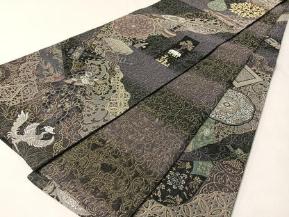 平和屋着物▽両面　全通全景袋帯　スリーシーズン　春夏秋　正倉院宝物八拾八紋様　金糸　正絹　逸品　CABM2960vp