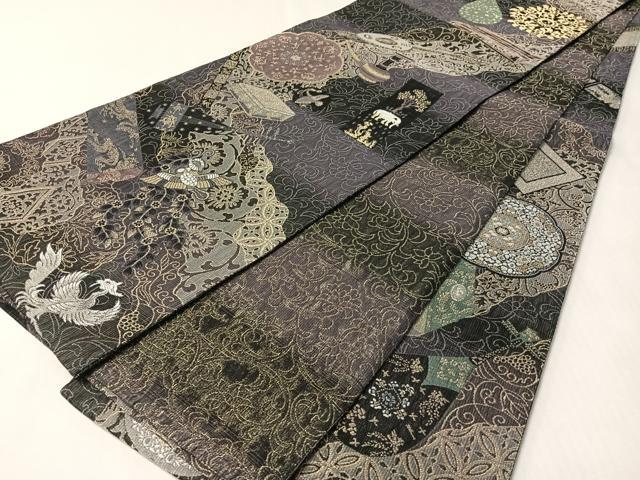 平和屋着物▽両面　全通全景袋帯　スリーシーズン　春夏秋　正倉院宝物八拾八紋様　金糸　正絹　逸品　CABM2960vp