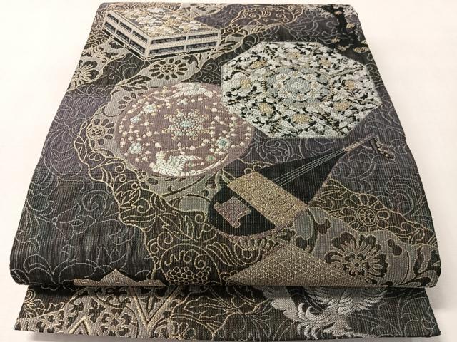 平和屋着物▽両面　全通全景袋帯　スリーシーズン　春夏秋　正倉院宝物八拾八紋様　金糸　正絹　逸品　CABM2960vp