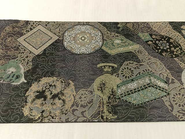 平和屋着物▽両面　全通全景袋帯　スリーシーズン　春夏秋　正倉院宝物八拾八紋様　金糸　正絹　逸品　CABM2960vp