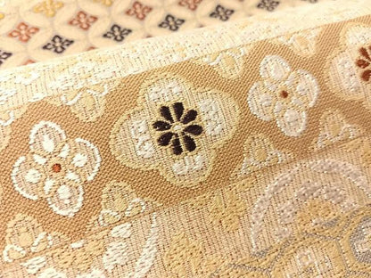 平和屋着物▽両面　六通柄袋帯　スリーシーズン　春夏秋　横段吉祥花文　正絹　逸品　未使用　CABM2962vp
