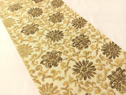 平和屋着物▽六通柄袋帯　スリーシーズン　春夏秋　花唐草文　金糸　正絹　逸品　CABM2963vp
