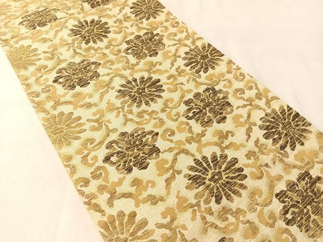 平和屋着物▽六通柄袋帯　スリーシーズン　春夏秋　花唐草文　金糸　正絹　逸品　CABM2963vp