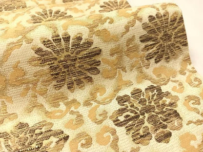 平和屋着物▽六通柄袋帯　スリーシーズン　春夏秋　花唐草文　金糸　正絹　逸品　CABM2963vp