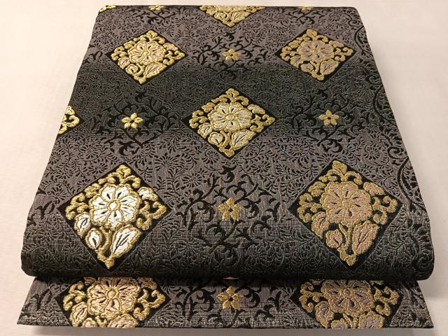 平和屋着物▽六通柄袋帯　スリーシーズン　春夏秋　唐織　櫛織　菱花文　金銀糸　正絹　逸品　未使用　CABM2964vp