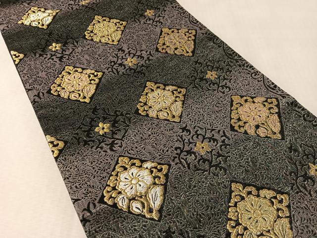 平和屋着物▽六通柄袋帯　スリーシーズン　春夏秋　唐織　櫛織　菱花文　金銀糸　正絹　逸品　未使用　CABM2964vp
