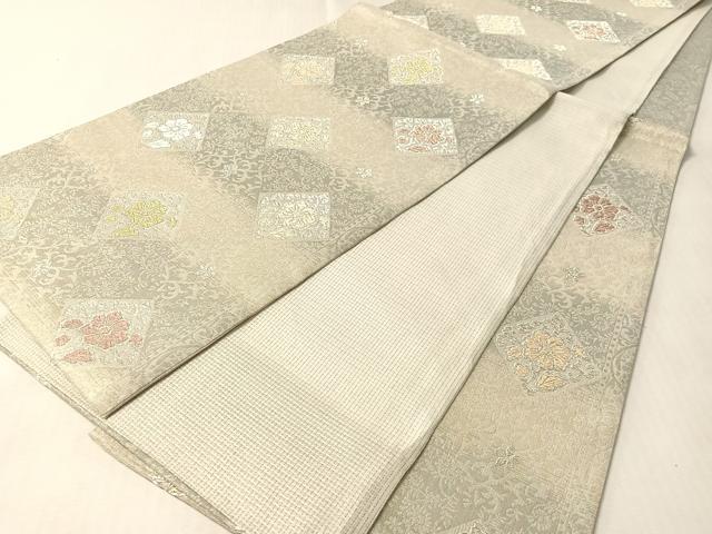 平和屋着物▽六通柄袋帯　スリーシーズン　春夏秋　唐織　櫛織　菱花文　金銀糸　正絹　逸品　CABM2965vp