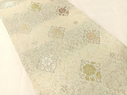 平和屋着物▽六通柄袋帯　スリーシーズン　春夏秋　唐織　櫛織　菱花文　金銀糸　正絹　逸品　CABM2965vp