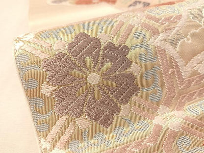 平和屋着物●西陣　川島織物　六通柄　本袋帯　唐織　雲取り吉祥花文　金糸　正絹　逸品　CABM2967vp