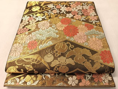平和屋着物●西陣　川島織物　六通柄　本袋帯　唐織　松皮宝尽し花文　金糸　正絹　逸品　CABM2969vp