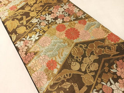 平和屋着物●西陣　川島織物　六通柄　本袋帯　唐織　松皮宝尽し花文　金糸　正絹　逸品　CABM2969vp