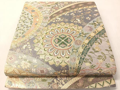 平和屋着物●両方向　全通柄袋帯　正倉院鳳凰更紗　金糸　正絹　逸品　CABM2972vp