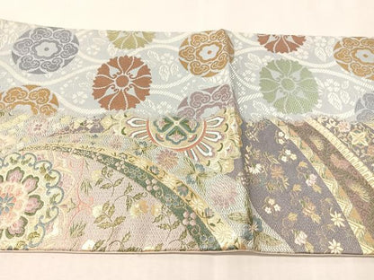 平和屋着物●両方向　全通柄袋帯　正倉院鳳凰更紗　金糸　正絹　逸品　CABM2972vp