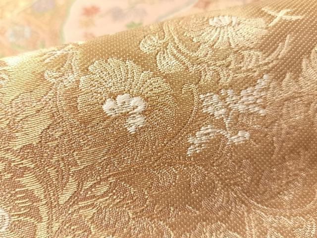 平和屋着物●西陣　服部織物謹製　六通柄袋帯　唐織　道長更紗花鳥蝶文　金銀糸　正絹　逸品　未使用　CABM2973vp