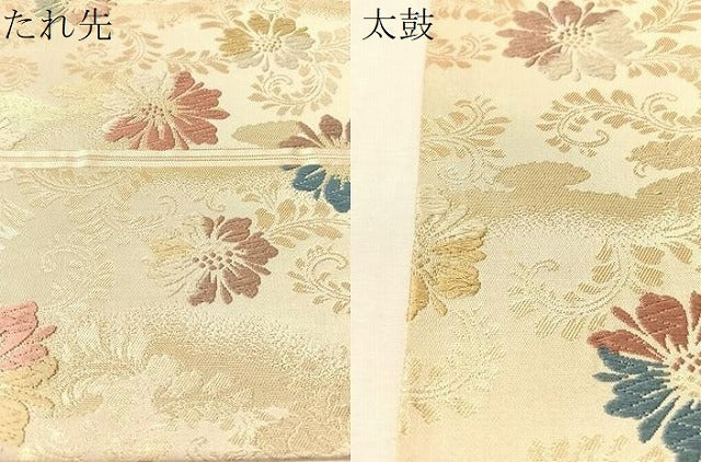 平和屋着物●六通柄袋帯　唐織　花唐草文　金糸　正絹　逸品　CABM2974vp