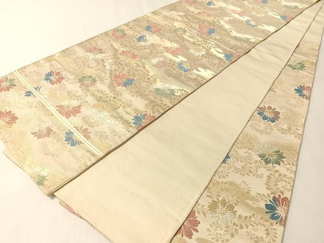 平和屋着物●六通柄袋帯　唐織　花唐草文　金糸　正絹　逸品　CABM2974vp