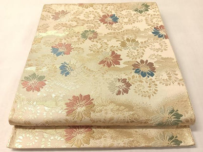 平和屋着物●六通柄袋帯　唐織　花唐草文　金糸　正絹　逸品　CABM2974vp