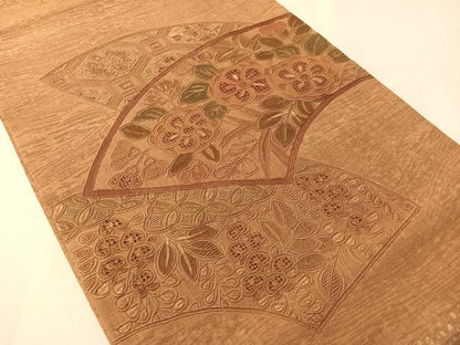 平和屋着物●中国三大刺繍　スワトウ相良刺繍　総刺繍　太鼓柄袋帯　地紙藤花文　金彩　正絹　逸品　CABM2976vp