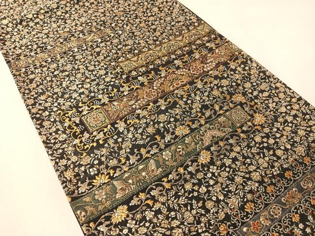 平和屋着物●西陣の名門　加納幸謹製　六通柄袋帯　更紗唐草鳳凰文　黒地　金銀糸　三越扱い　正絹　逸品　CABM2978vp