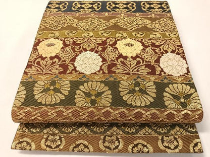 平和屋着物●両面　全通柄袋帯　作家物　金華山織　百重　モール　さが美扱い　正絹　逸品　CABM2979vp