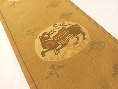 平和屋着物●名門木屋太　今河織物　六通柄袋帯　コプト動物文　正絹　逸品　CABM2981vp