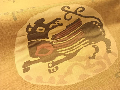 平和屋着物●名門木屋太　今河織物　六通柄袋帯　コプト動物文　正絹　逸品　CABM2981vp