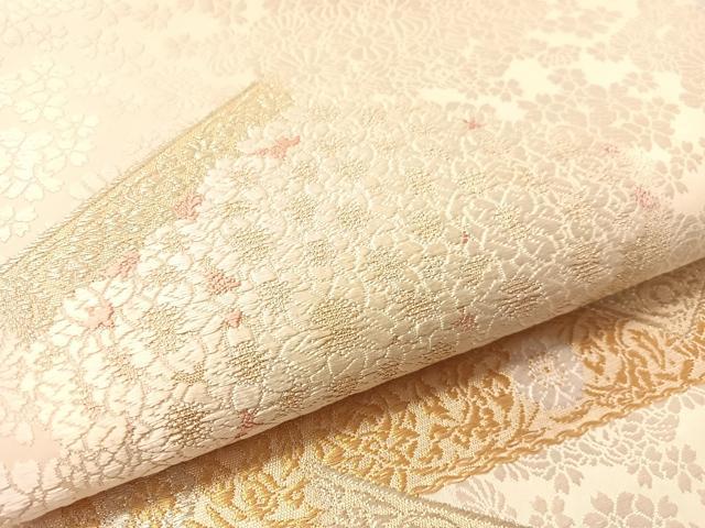 平和屋着物●皇室・伊勢神宮御用　御御帯　山口美術織物　山口弘躬　太鼓柄袋帯　唐織　治秋菱桜菊文　金銀糸　正絹　逸品　CABM2982vp