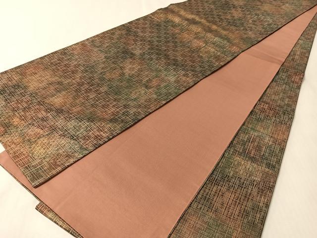 平和屋着物●伝統工芸品　伊那紬　全通柄袋帯　幾何学文様　金彩　正絹　逸品　CABM2984vp