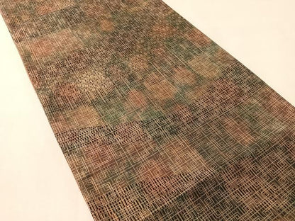 平和屋着物●伝統工芸品　伊那紬　全通柄袋帯　幾何学文様　金彩　正絹　逸品　CABM2984vp
