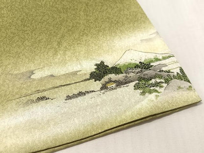 平和屋着物●両面　太鼓柄袋帯　手描き　木蓮　銀通し地　正絹　逸品　CABM2988vp