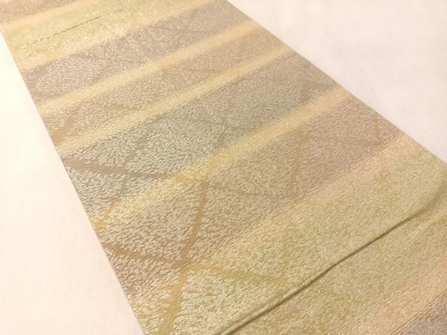 平和屋着物●「美しいキモノ」お馴染みのメーカー　となみ織物　全通柄袋帯　総紗縫　横段菱文　銀糸　正絹　逸品　CABM2992vp