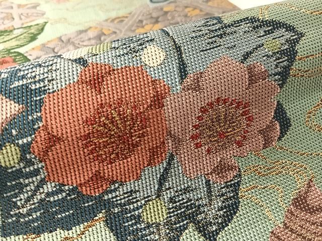 平和屋着物●六通柄袋帯　流水花文　金糸　正絹　逸品　CABM2993vp