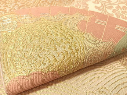 平和屋着物●西陣　川島織物　六通柄　本袋帯　檜扇花文　金銀糸　正絹　逸品　CABM3002vp