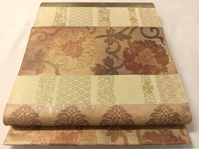 平和屋着物●西陣　川島織物　六通柄　本袋帯　更紗横段文　金糸　正絹　逸品　CABM3004vp