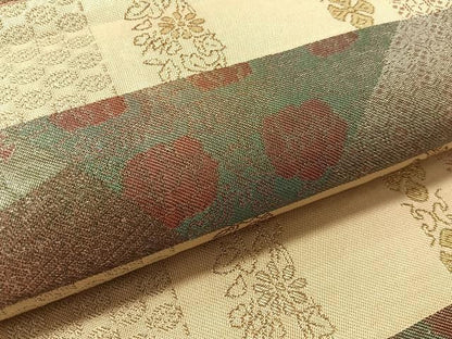 平和屋着物●西陣　川島織物　六通柄　本袋帯　更紗横段文　金糸　正絹　逸品　CABM3004vp