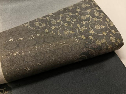 平和屋着物●六通柄袋帯　紬地　切嵌花間道　金銀彩　正絹　逸品　CABM3006vp